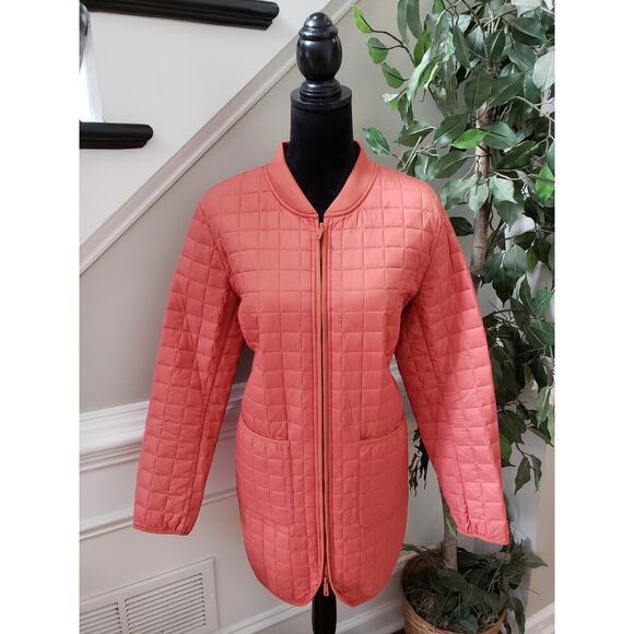 Kenneth Cole XL Coral Quilted Long Jacket Zip Front Lightweight Coat - Picture 1 of 12